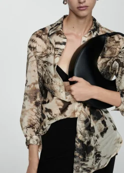 MANGO Koszule I Bluzki*Prześwitująca koszula ze zwierzęcym wzorem