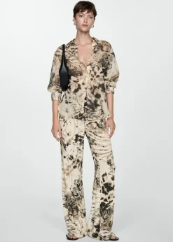 MANGO Koszule I Bluzki*Prześwitująca koszula ze zwierzęcym wzorem