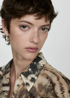 MANGO Koszule I Bluzki*Prześwitująca koszula ze zwierzęcym wzorem