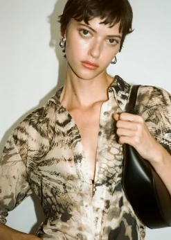 MANGO Koszule I Bluzki*Prześwitująca koszula ze zwierzęcym wzorem