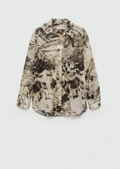 MANGO Koszule I Bluzki*Prześwitująca koszula ze zwierzęcym wzorem