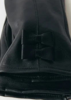 MANGO Czapki I Rękawiczki|Akcesoria Skórzane*Rękawiczki skórzane z kokardkami