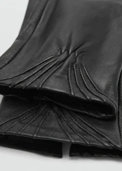 MANGO Czapki I Rękawiczki|Akcesoria Skórzane*Rękawiczki skórzane z marszczeniem