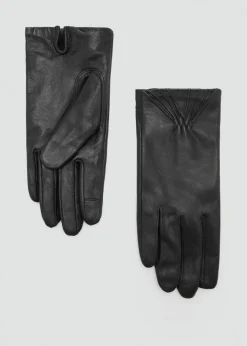 MANGO Czapki I Rękawiczki|Akcesoria Skórzane*Rękawiczki skórzane z marszczeniem