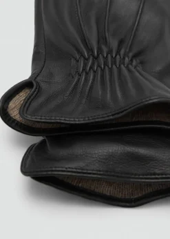 MANGO Skóra|Szaliki, Czapki I Rękawiczki*Rękawiczki z 100% skóry z marszczeniem