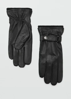 MANGO Skóra|Szaliki, Czapki I Rękawiczki*Rękawiczki z 100% skóry z regulowanym paskiem na zatrzaski