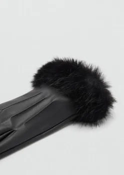 MANGO Czapki I Rękawiczki*Rękawiczki z futrzanym mankietem