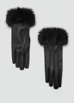 MANGO Czapki I Rękawiczki*Rękawiczki z futrzanym mankietem