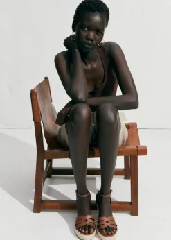 MANGO Buty*Sandały na koturnie z paskami