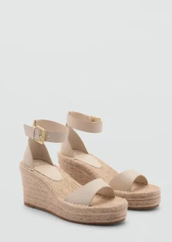 MANGO Buty*Sandały na koturnie ze sprzączkami