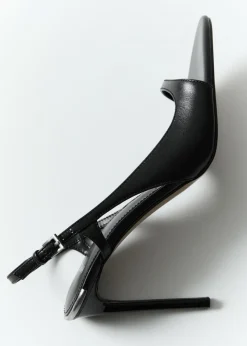 MANGO Buty|Akcesoria Skórzane*Sandały na obcasie z asymetryczną cholewką