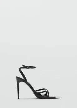 MANGO Buty*Sandały skórzane na obcasie z metalowym czubkiem