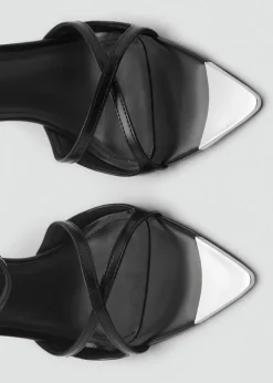 MANGO Buty*Sandały skórzane na obcasie z metalowym czubkiem