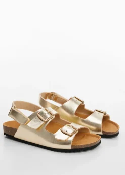 Dzieci MANGO Buty*Sandały w metalicznym kolorze ze sprzączkami
