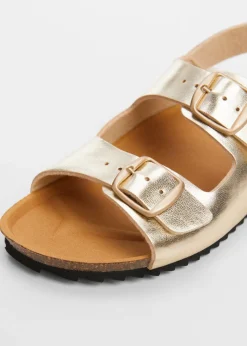 Dzieci MANGO Buty*Sandały w metalicznym kolorze ze sprzączkami