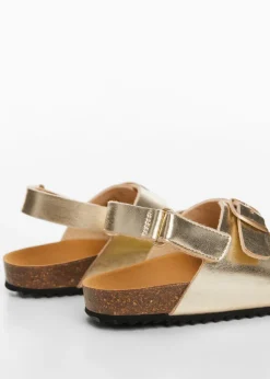 Dzieci MANGO Buty*Sandały w metalicznym kolorze ze sprzączkami