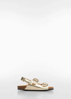 Dzieci MANGO Buty*Sandały w metalicznym kolorze ze sprzączkami