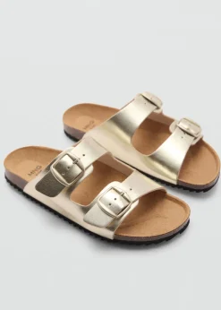 Dzieci MANGO Buty*Sandały w metalicznym kolorze ze sprzączkami