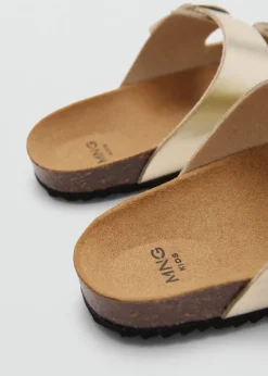 Dzieci MANGO Buty*Sandały w metalicznym kolorze ze sprzączkami