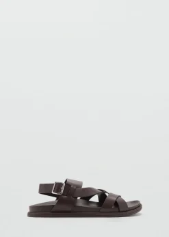 MANGO Skóra|Buty*Sandały ze skrzyżowanymi paskami z 100% skóry