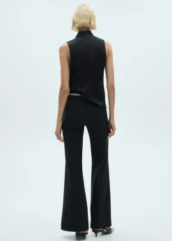 MANGO Koszule I Bluzki*Satynowa bluzka z drapowaniem i wysokim kołnierzem