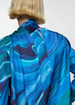 MANGO Koszule I Bluzki*Satynowa bluzka z nadrukiem i drapowanym dekoltem