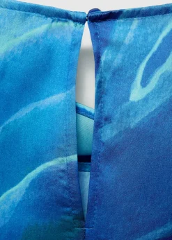 MANGO Koszule I Bluzki*Satynowa bluzka z nadrukiem i drapowanym dekoltem