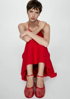 MANGO Buty*Siatkowe baleriny z paskiem na sprzączkę