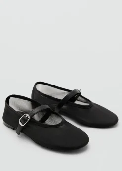 MANGO Buty*Siatkowe baleriny z paskiem na sprzączkę