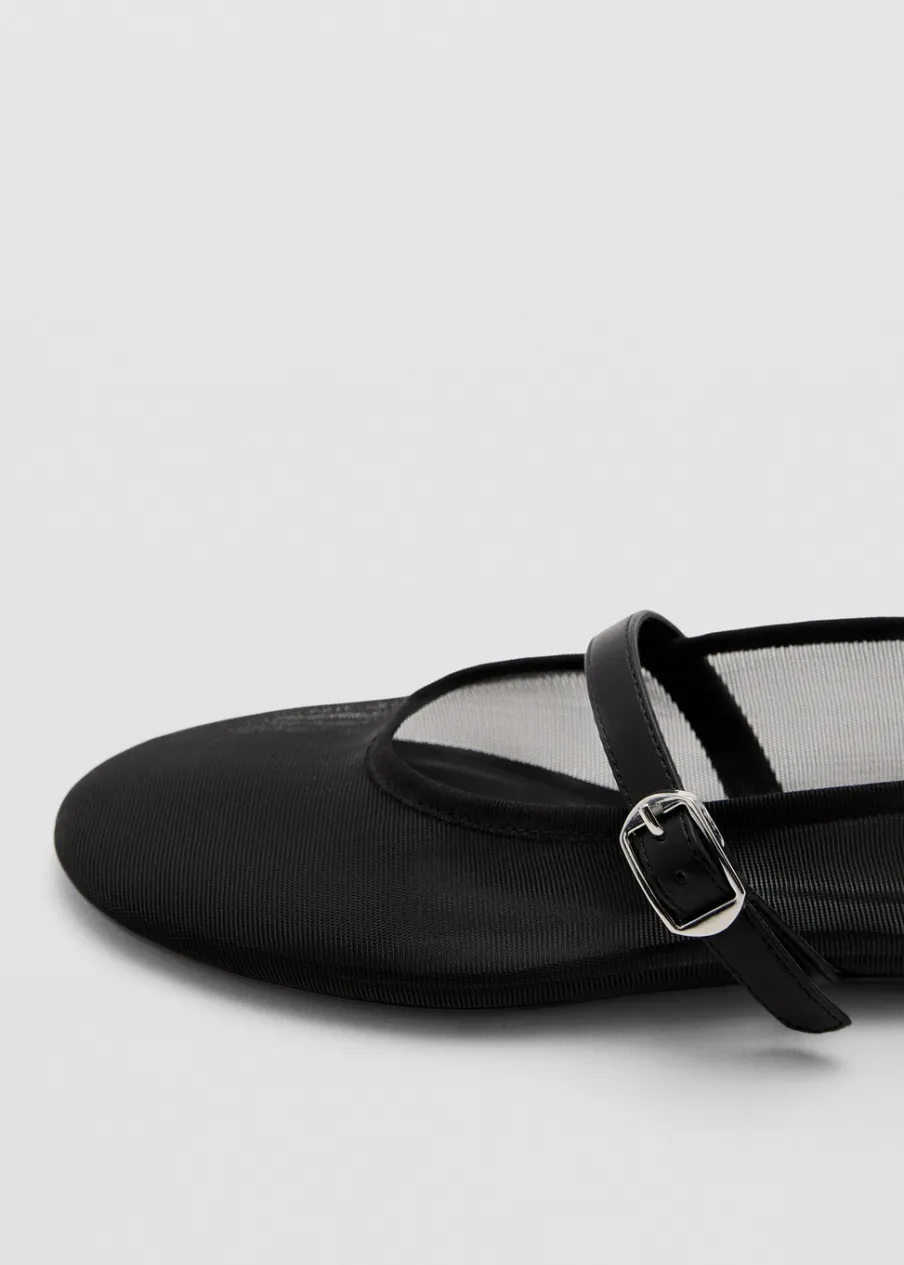 MANGO Buty*Siatkowe baleriny z paskiem na sprzączkę