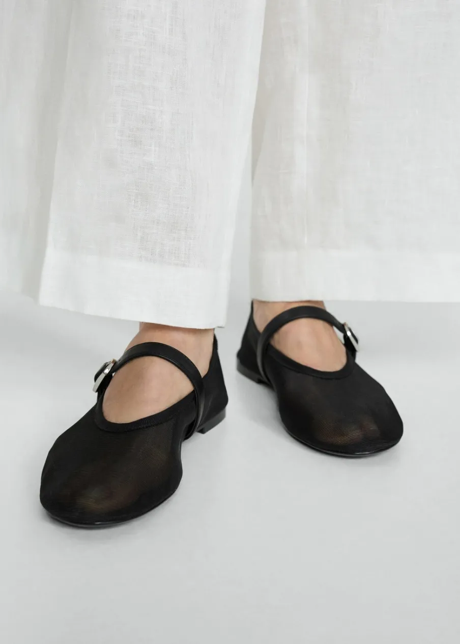 MANGO Buty*Siatkowe baleriny z paskiem na sprzączkę