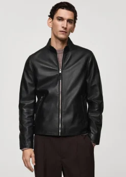 MANGO Kurtki I Koszule Wierzchnie|Skóra*Skórzana kurtka biker z suwakiem