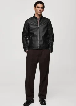 MANGO Kurtki I Koszule Wierzchnie|Skóra*Skórzana kurtka biker z suwakiem