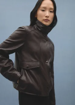 MANGO Płaszcze|Kurtki*Skórzana kurtka z kieszeniami