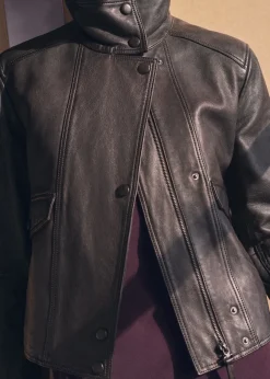 MANGO Płaszcze|Kurtki*Skórzana kurtka z kieszeniami