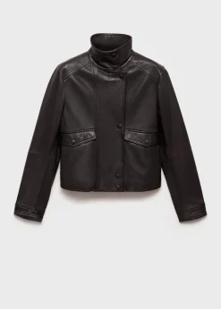 MANGO Płaszcze|Kurtki*Skórzana kurtka z kieszeniami