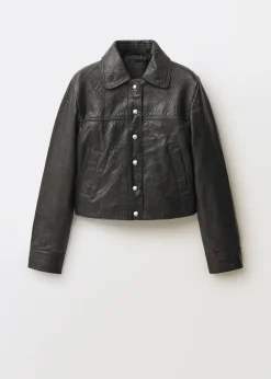 MANGO Kurtki|Skóra*Skórzana kurtka z klapami