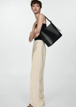 MANGO Torebki|Akcesoria Skórzane*Skórzana torba shopper