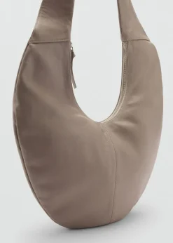 MANGO Torebki|Akcesoria Skórzane*Skórzana torba w kształcie półksiężyca