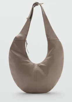 MANGO Torebki|Akcesoria Skórzane*Skórzana torba w kształcie półksiężyca