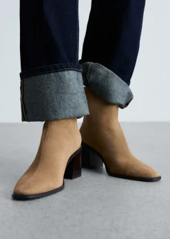 MANGO Akcesoria Skórzane*Skórzane botki na obcasie