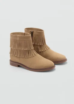 Dzieci MANGO Buty*Skórzane botki z frędzlami