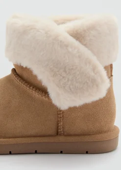 Dzieci MANGO Buty*Skórzane botki z futrem