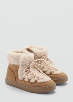 Dzieci MANGO Buty*Skórzane botki z futrem