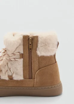 Dzieci MANGO Buty*Skórzane botki z futrem