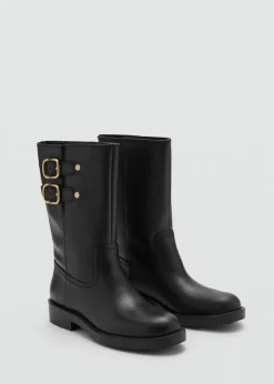 MANGO Buty|Akcesoria Skórzane*Skórzane botki z klamerkami