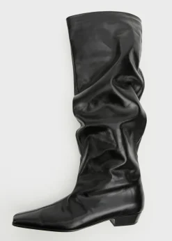 MANGO Buty*Skórzane buty z wysoką cholewką