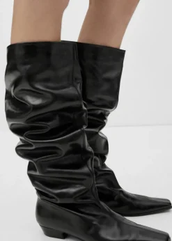 MANGO Buty*Skórzane buty z wysoką cholewką