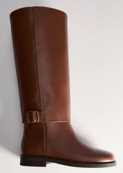 MANGO Buty|Akcesoria Skórzane*Skórzane kozaki z ozdobną sprzączką