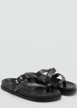 MANGO Buty*Skórzane sandały z pasków